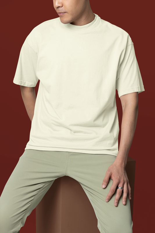 Coffee Cup Graphic Printed Off-White Oversized Tshirt
