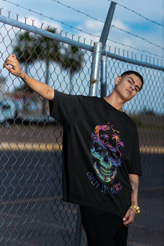 Black Oversized Front Graphic Printed Tshirt